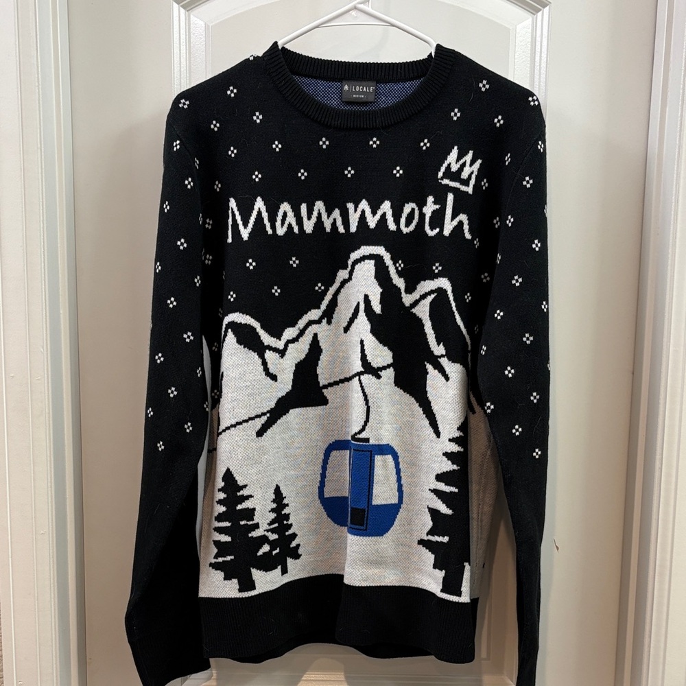 Mammoth Limited Edition Black and White Mountain Ski Gondola Knitted Sweater